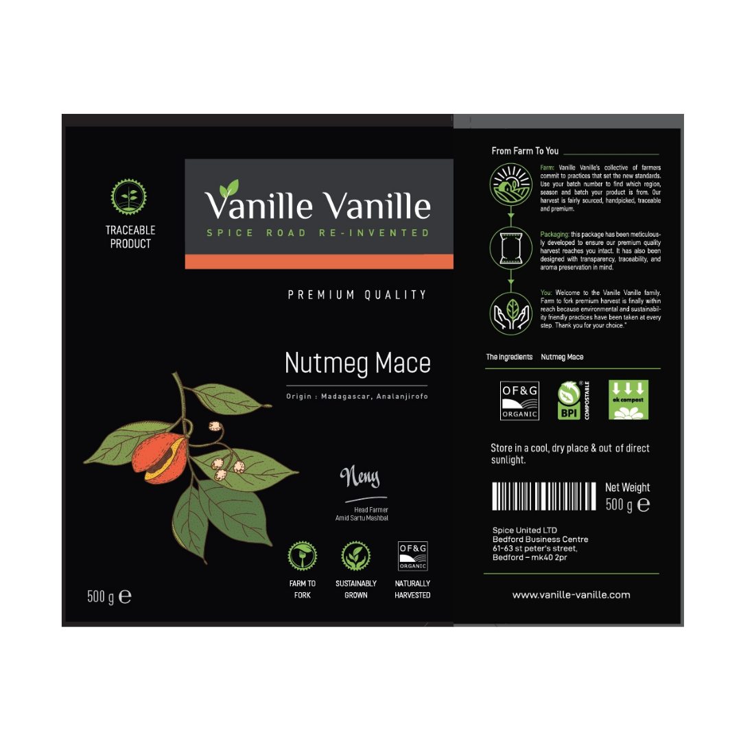 Nutmeg Mace from Madagascar - Vanille Vanille Product Label