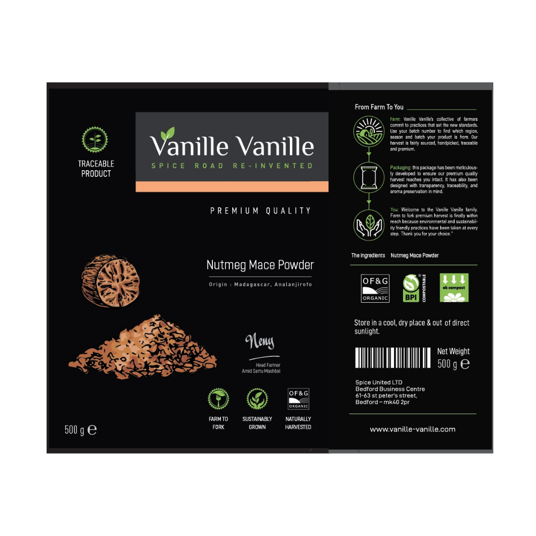 Nutmeg Mace from Madagascar - Vanille Vanille Product Label